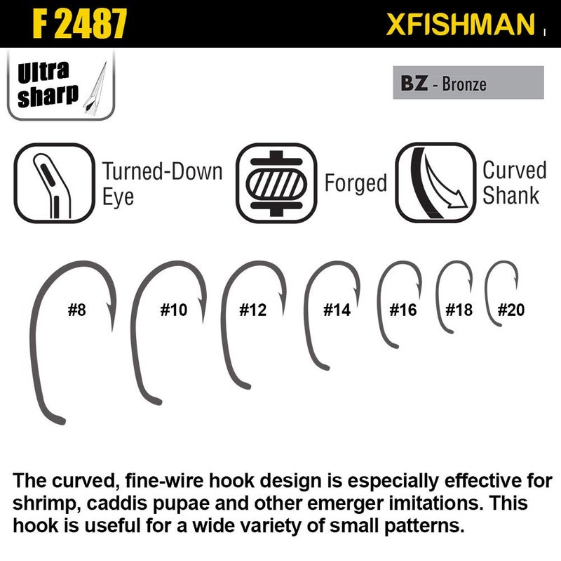 XFISHMAN Fly Hooks for Fly Tying Dry Wet Nymph Flies Curved Fishing Hooks 10# ~16# Assortment Pack of 240 Hooks with Boxâ€¦ - Image 4